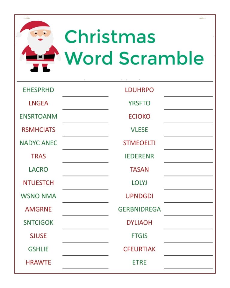 Santa s Christmas Word Scramble Activity Page Mama Likes This
