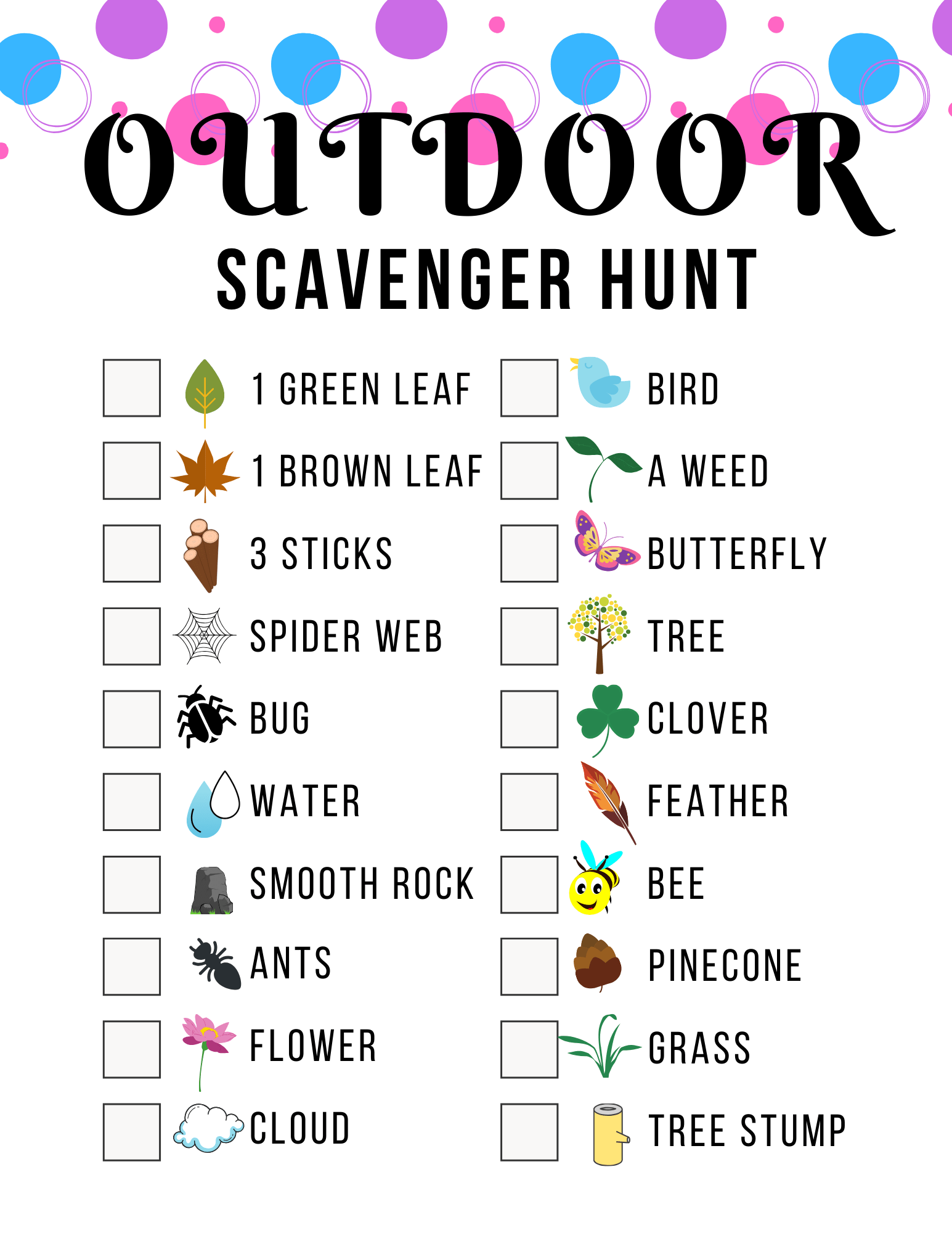 Scavenger Hunt Ideas For Kids Free Printables Kids Activities