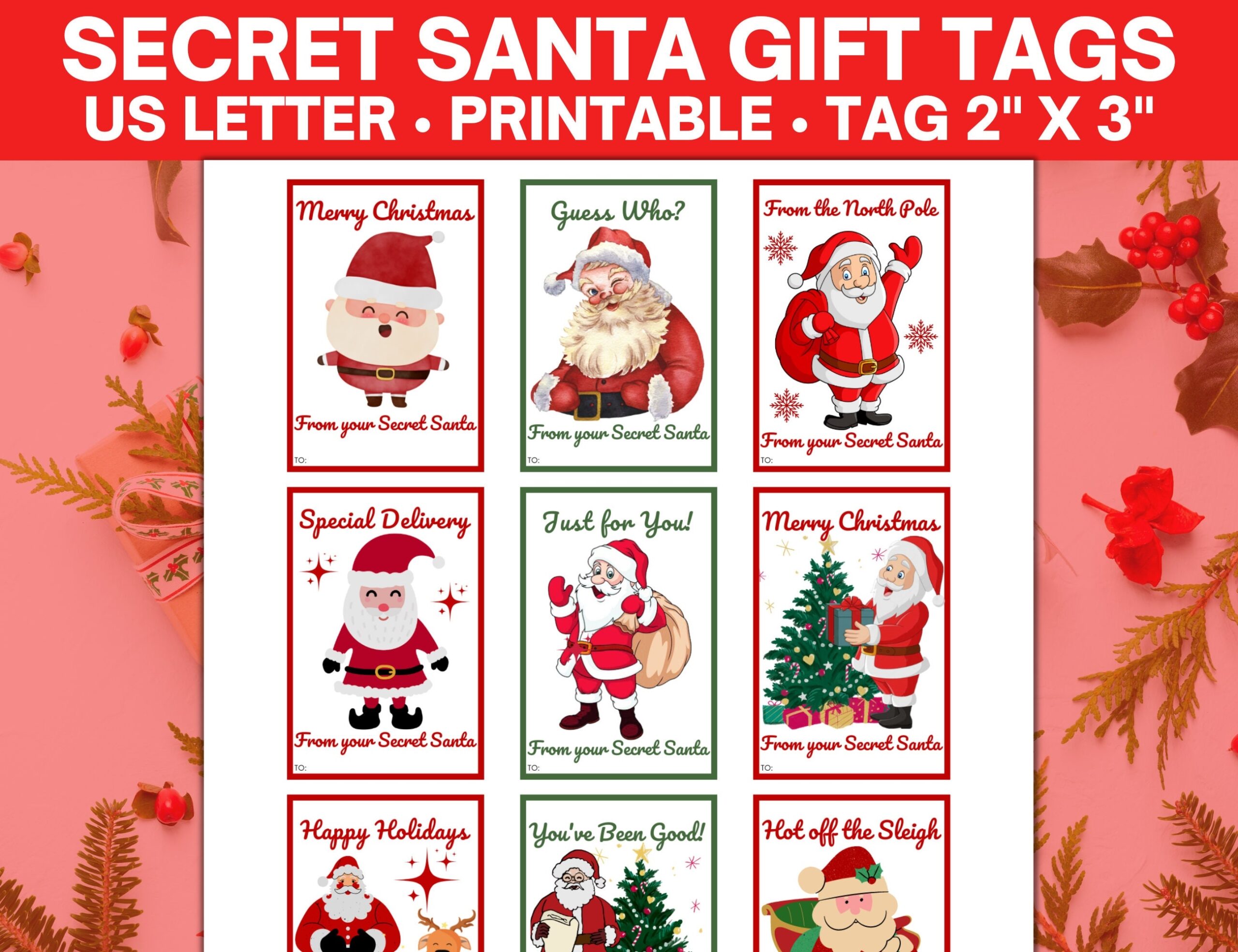 Secret Santa Gift Tags Printable From Santa Gift Tags Santa Gift Tag Printable Gift Tags Christmas Gift Tags Gift Tag Pdf Christmas Etsy