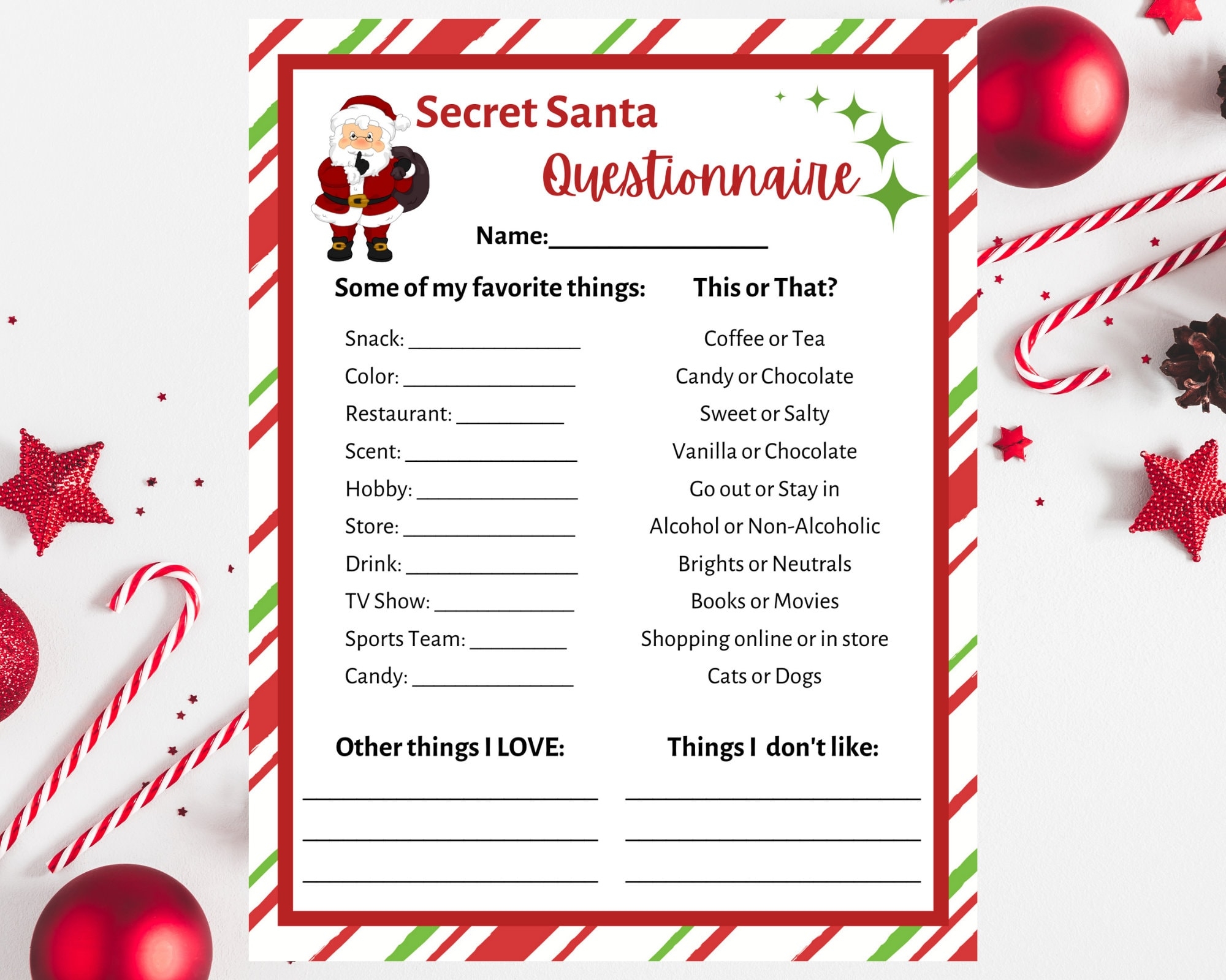 Free Printable Secret Santa Form Printable