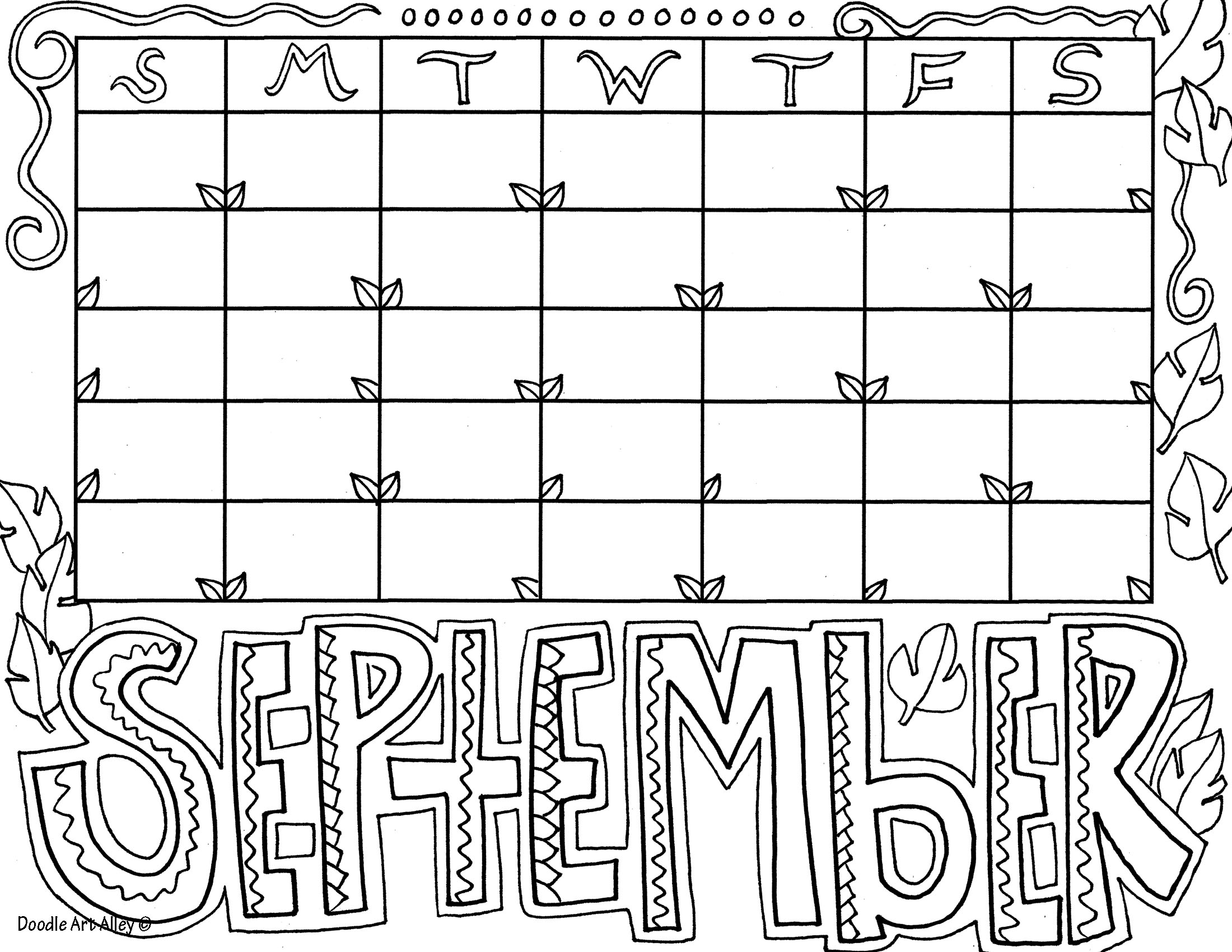 September Coloring Pages DOODLE ART ALLEY