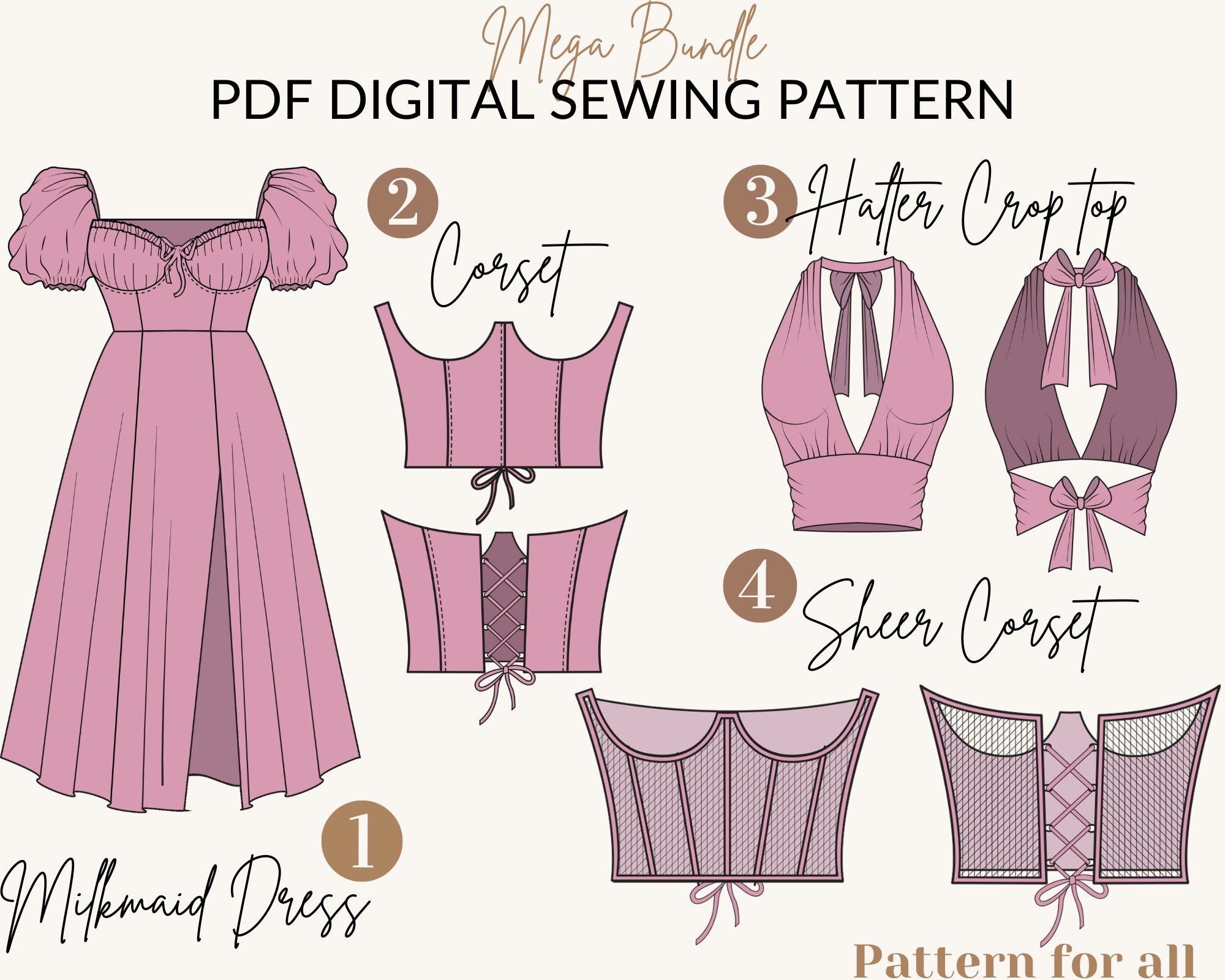 Sewing Patterns For Women PDF Digital Sewing Pattern dress Sewing Pattern corset Pattern halter Crop Top Pattern bustier Pattern Etsy