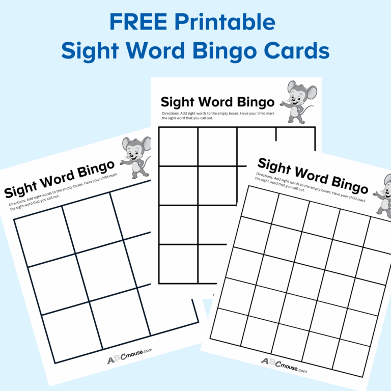 Sight Word Bingo Cards ABCmouse