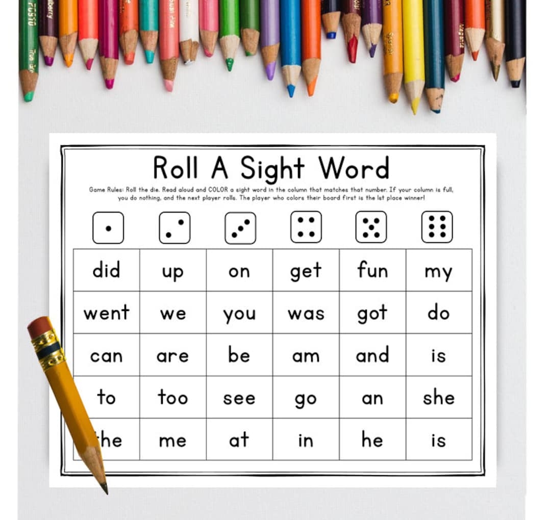 Sight Word Dice Game Printable Sight Word Practice Learn To Read Sight Words Writing Practice Home School Worksheet Die Game Color And Write Etsy