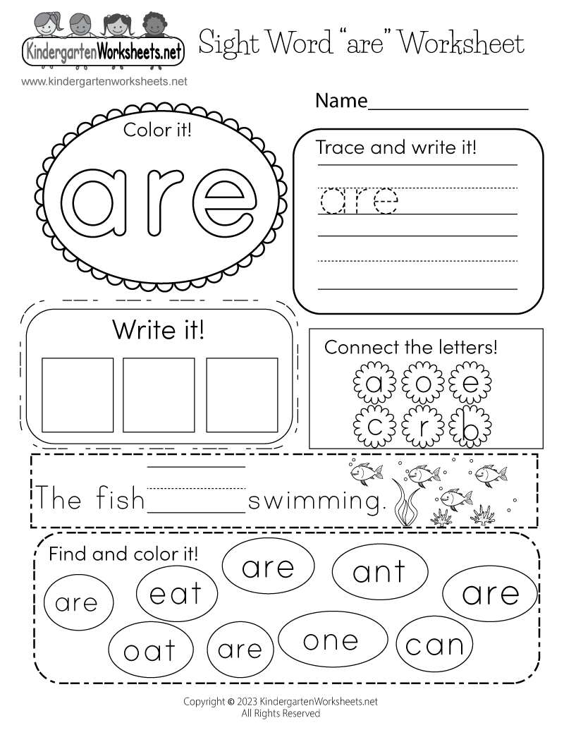 Sight Words For Kindergarten Free Printable