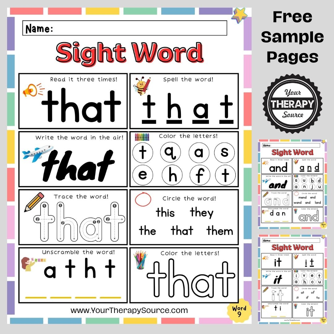 Free Printable Kindergarten Sight Words