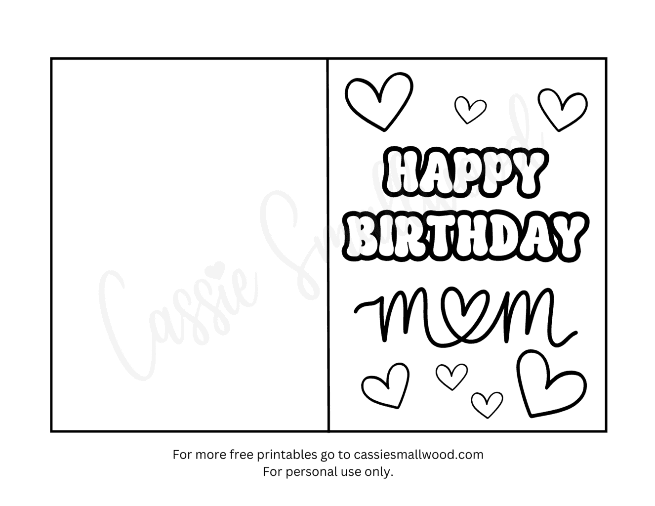 Simple Happy Birthday Mom Coloring Card Cassie Smallwood