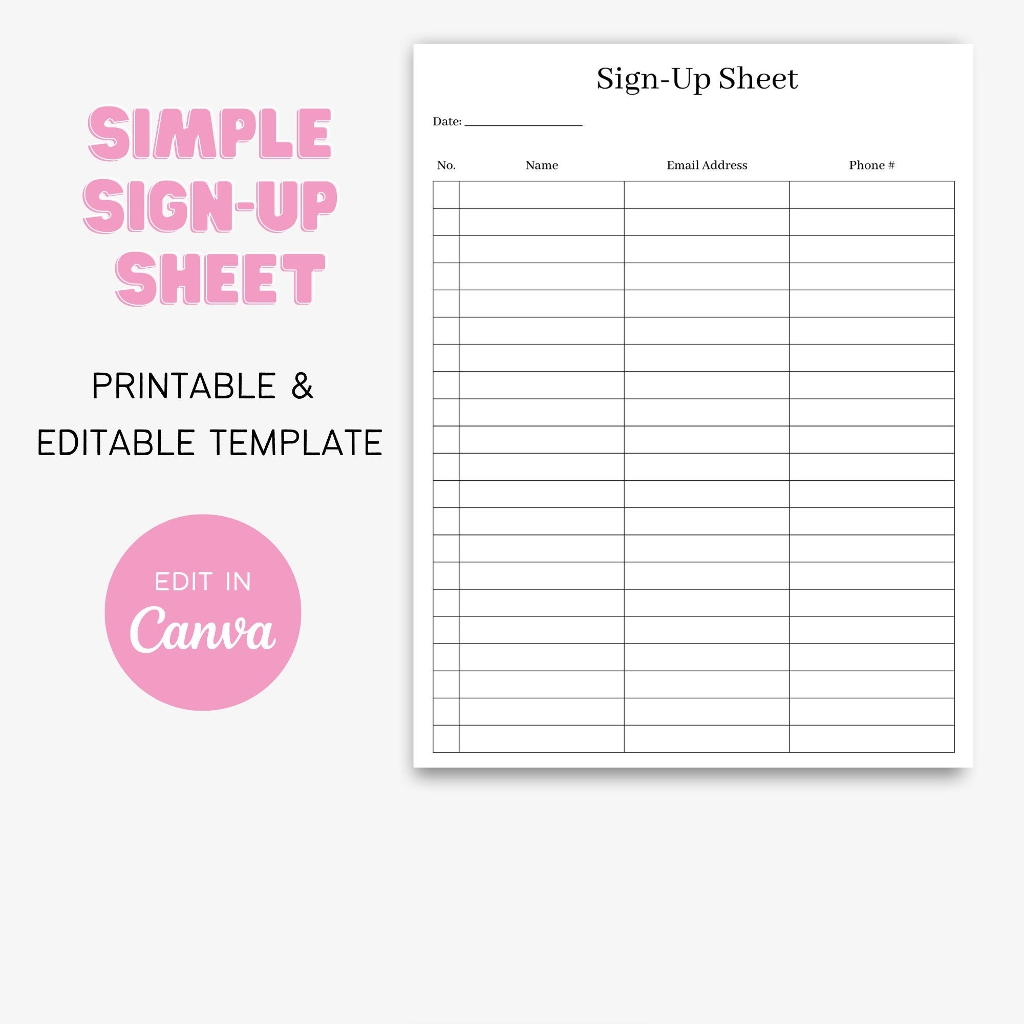 Free Printable Sign Up Sheet Template