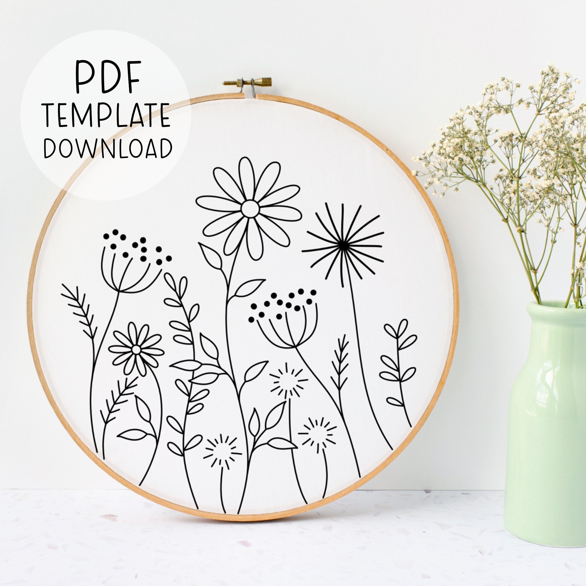 Simple Wildflowers Embroidery Pattern Instant Download Beginner Embroidery Download Embroidery Easy Wild Flowers Embroidery Nature Design Etsy Australia