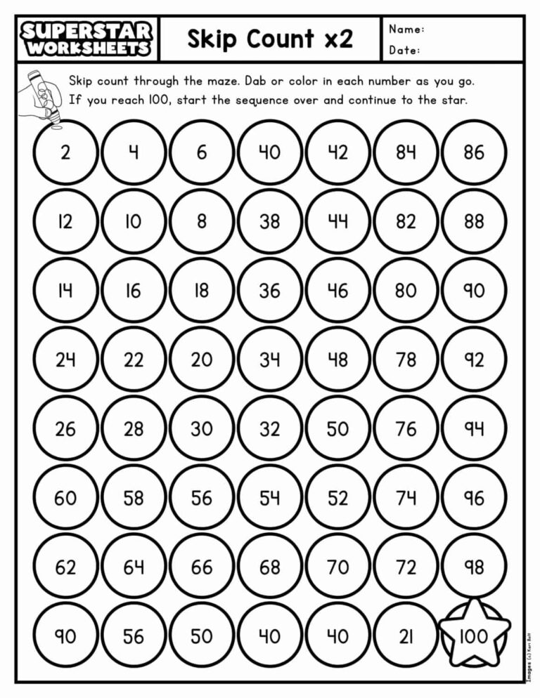 Skip Counting Worksheets Superstar Worksheets