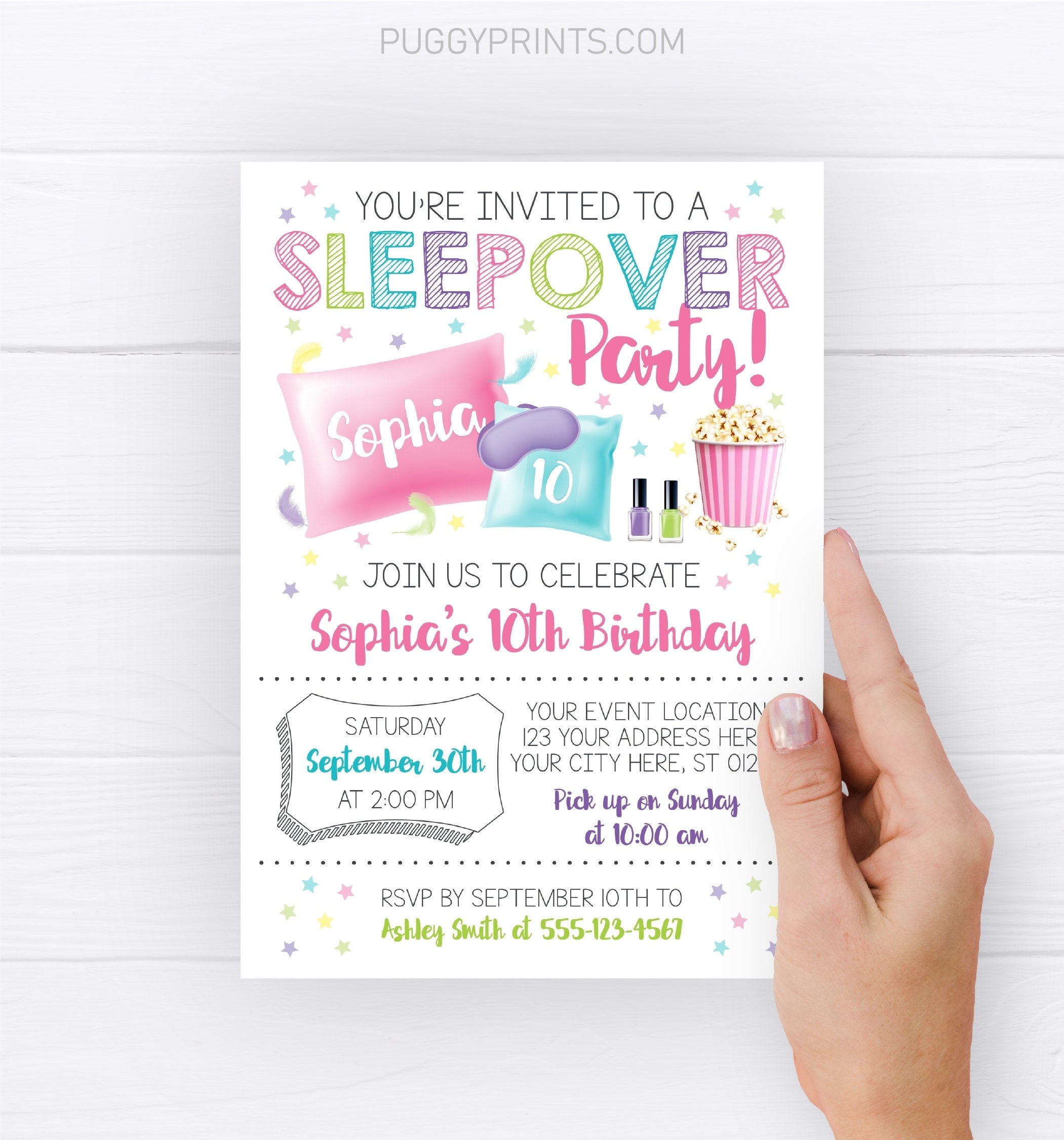 Sleepover Invitation Slumber Party Invitation Sleepover Birthday Invitation Girl Pajama Party Invitations Printable Editable Teen Invite Etsy