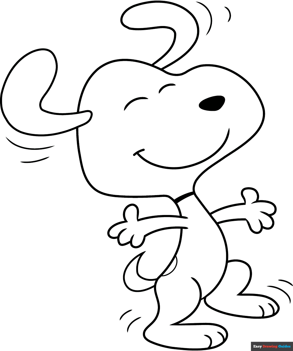 Snoopy From Peanuts Dancing Coloring Page Easy Drawing Guides