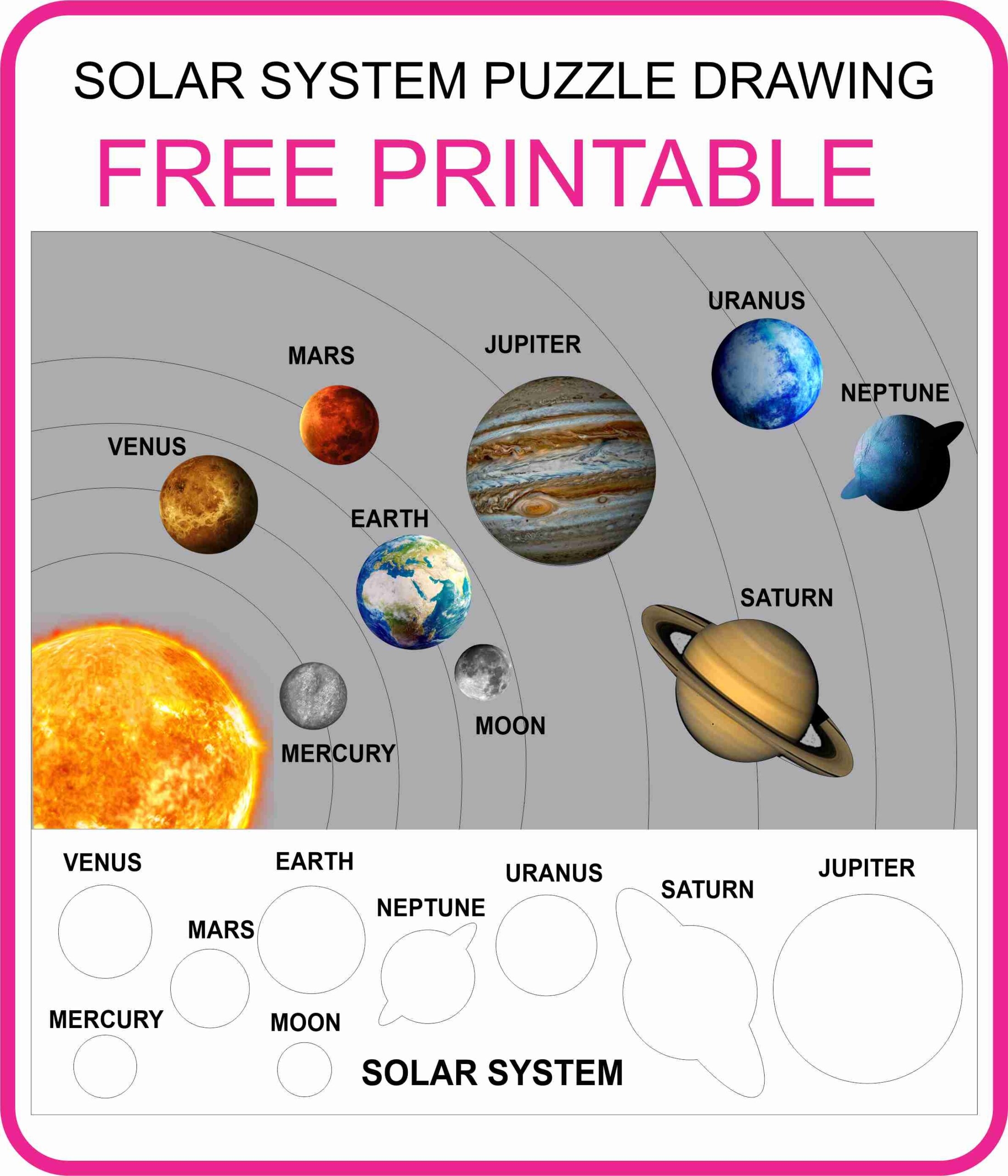Solar System Drawing Puzzle Free Pintable Cards Montessoriseries