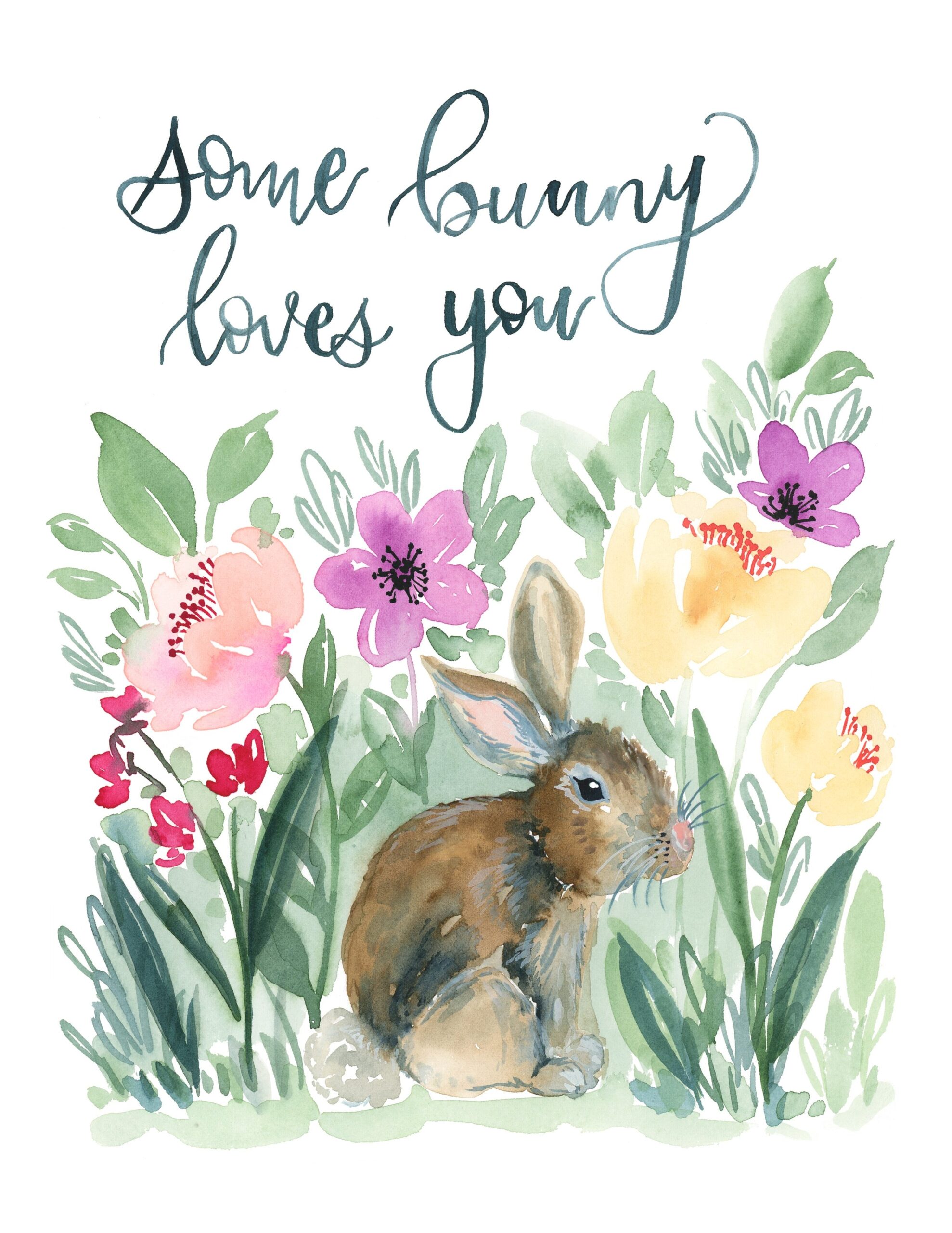 Some BUNNY Loves You Free Printable Watercolor Bunny TINSELBOX