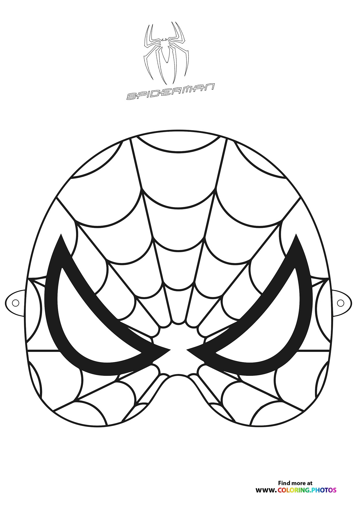 Spiderman Mask Cutout Coloring Pages For Kids
