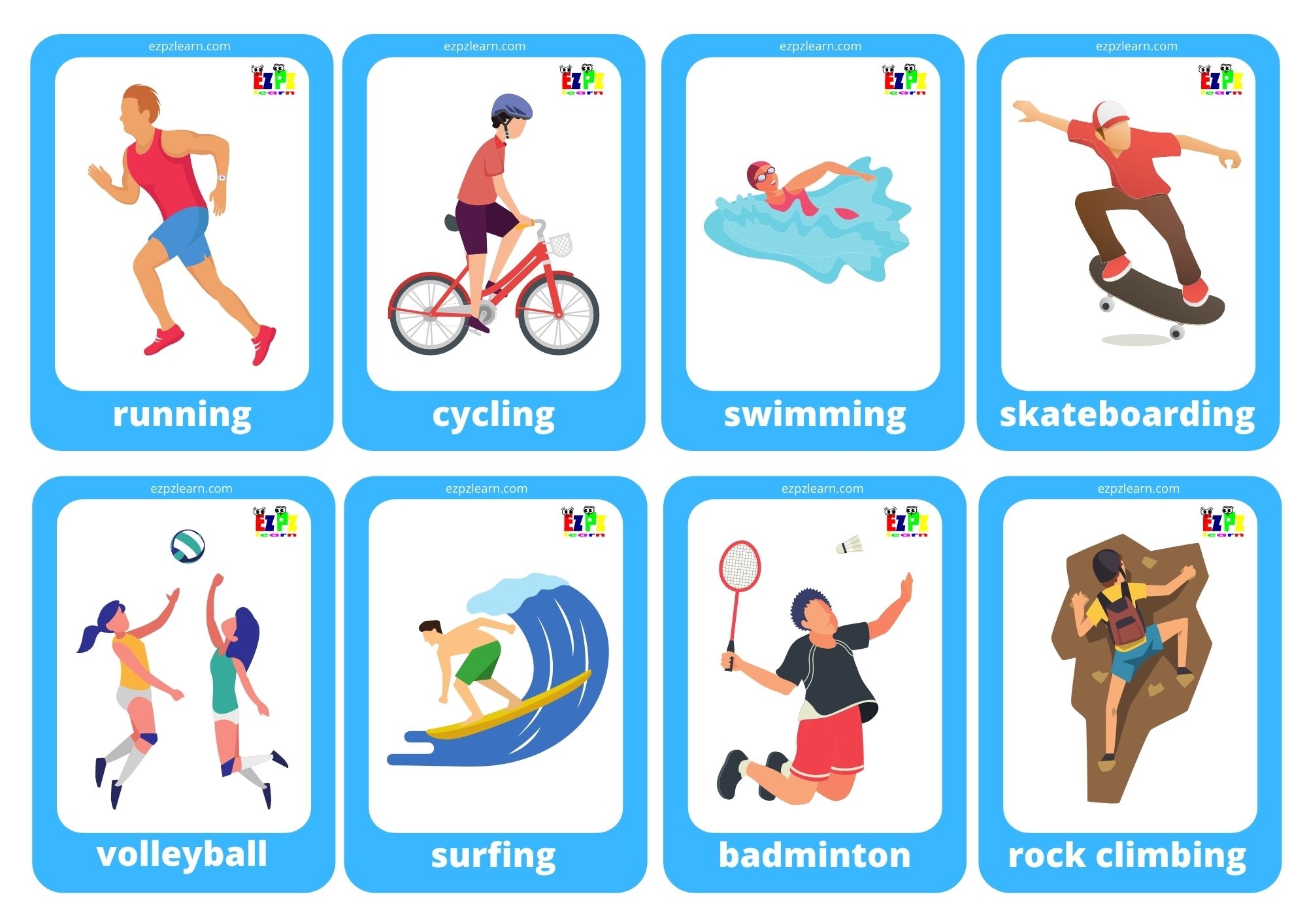Sports Game Cards Mini Flashcards Ezpzlearn