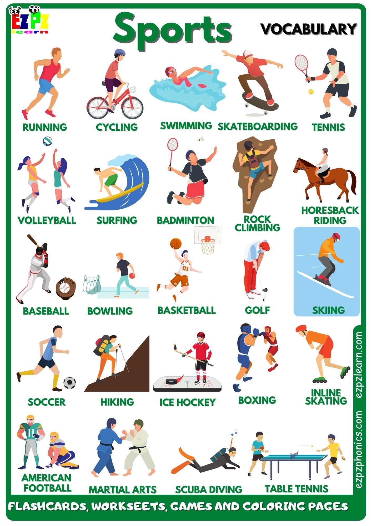Sports Vocabulary Free English Vocabulary Flashcards Worksheets 
