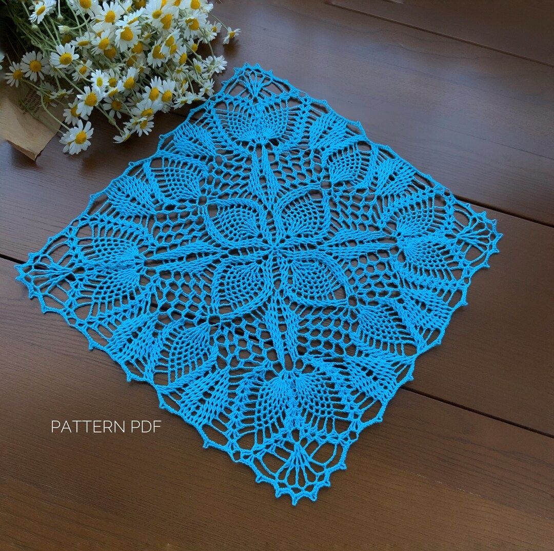 Square Doily Pattern Vintage Crochet Pattern For Pineapple Square Doily Pdf Digital Download Step By Step Crochet Tutorial Etsy