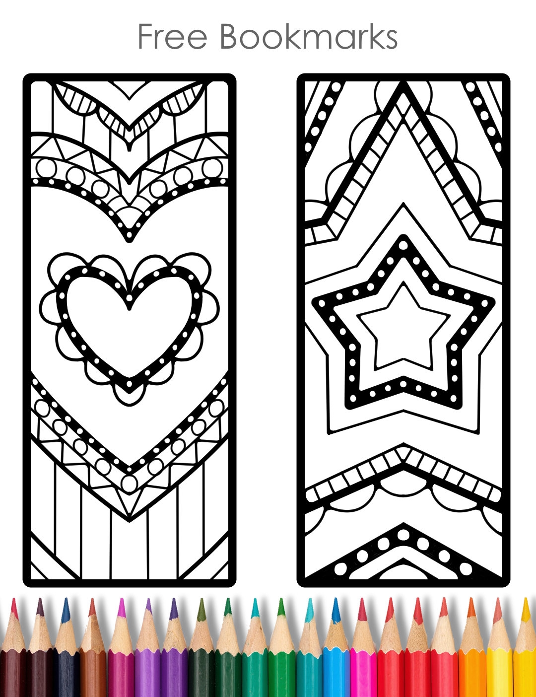 Star And Heart Bookmark Fun Colorable DIY Bookmarks