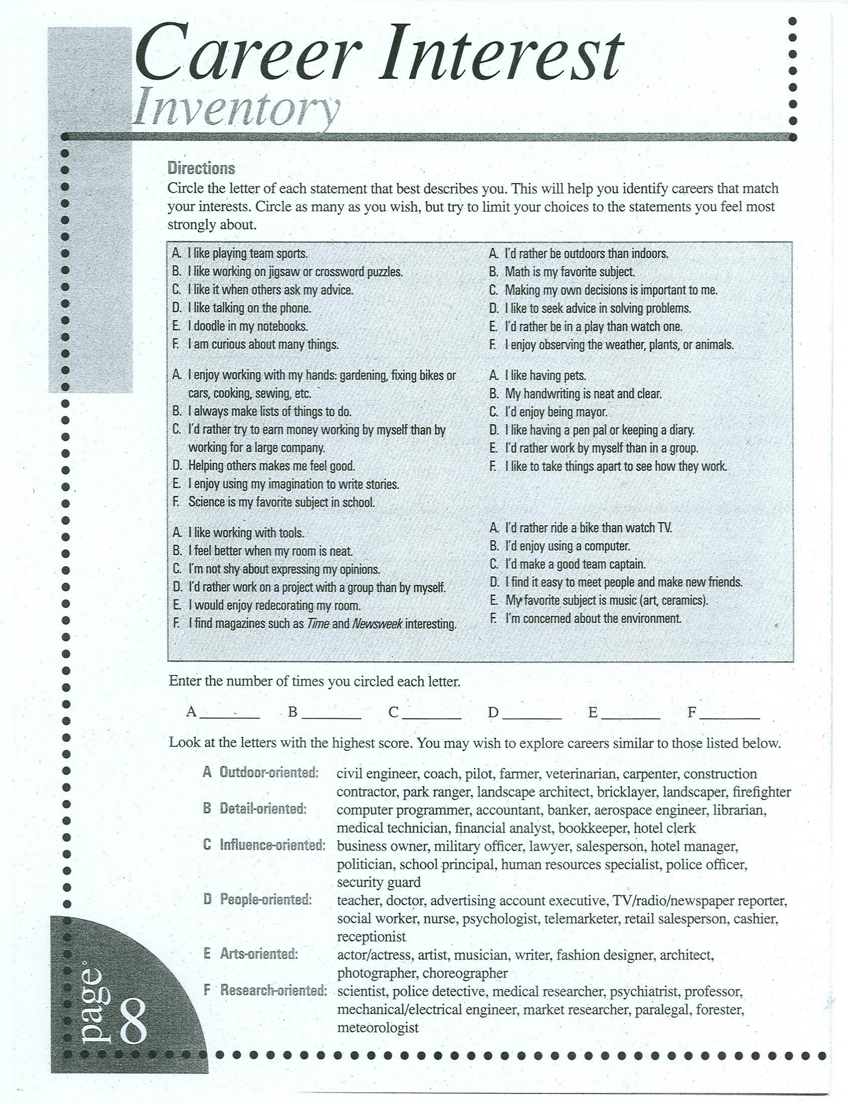 Strong Interest Inventory Online Test Padiseeker