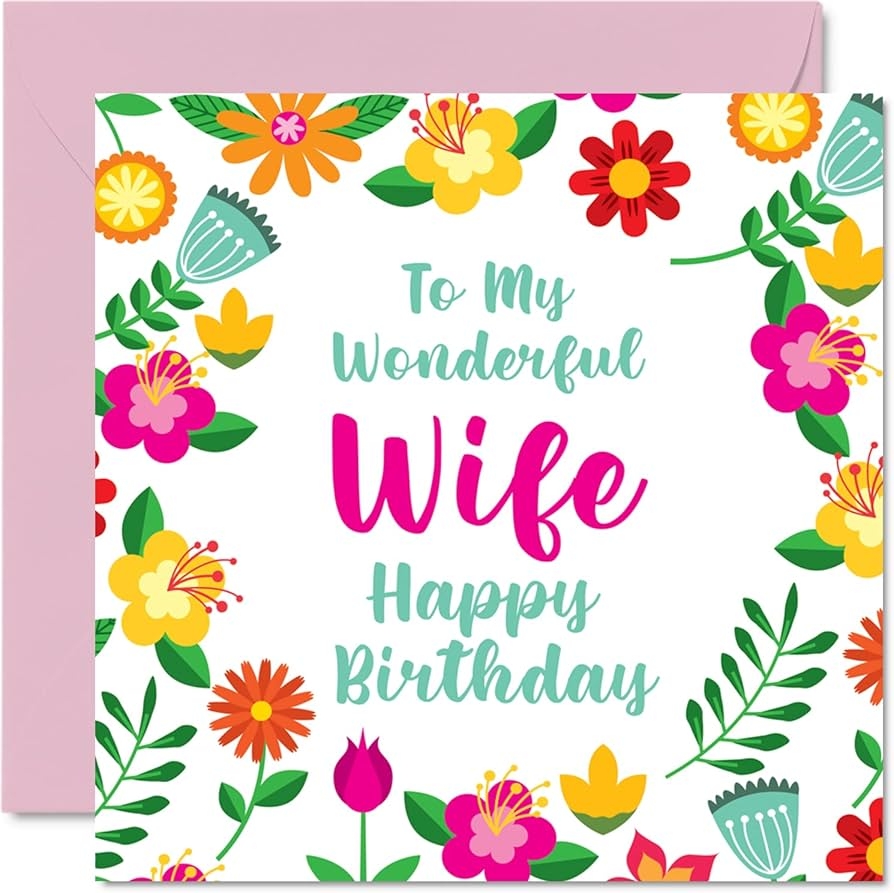 Stuff4 Fun Birthday Cards For Wife Wonderful Female Cute Happy Birthday Card For Wife From Husband Partner Wifey Birthday Gift 5 7 X 5 7 Inch 