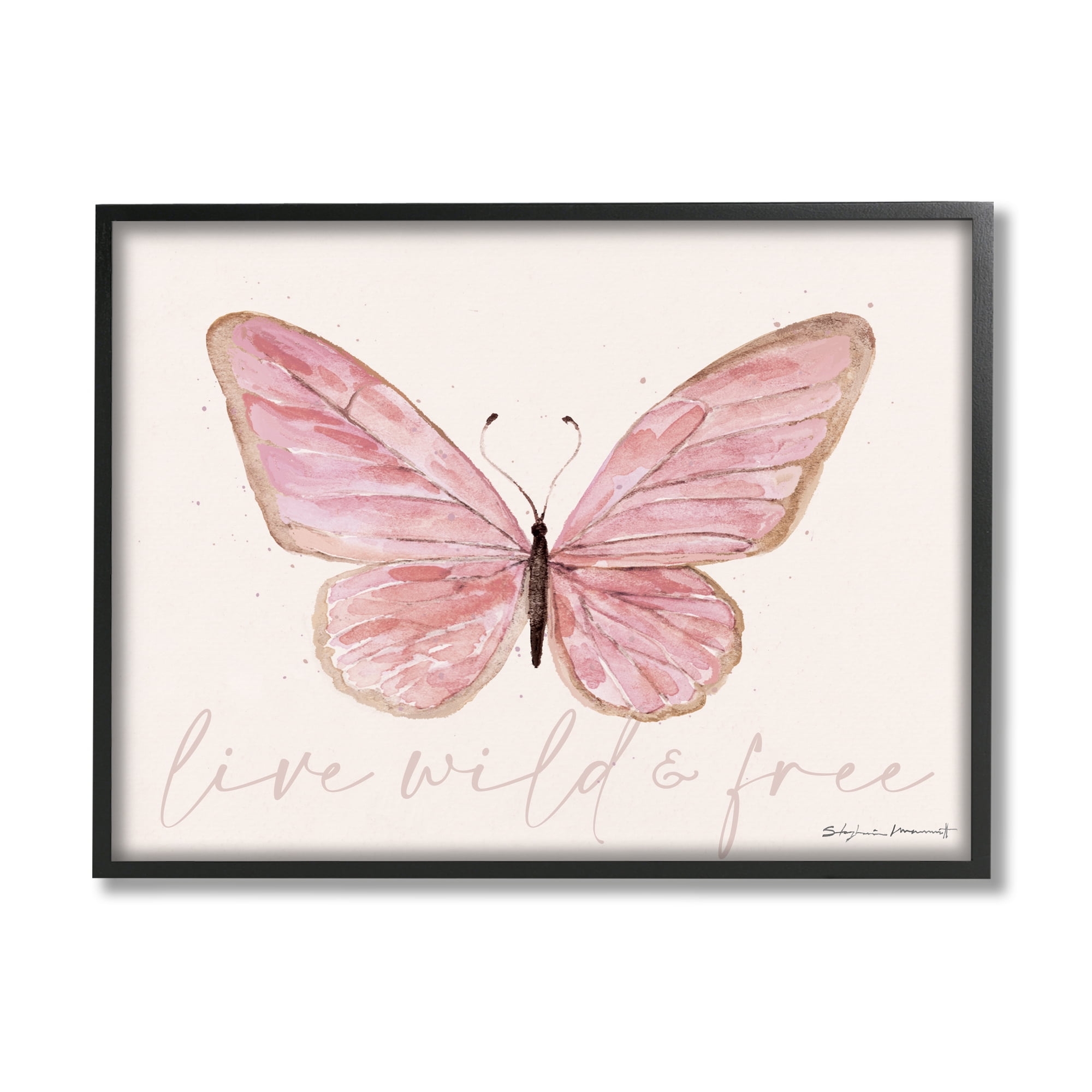 Stupell Industries Live Wild U0026 Free Pink Butterfly 24