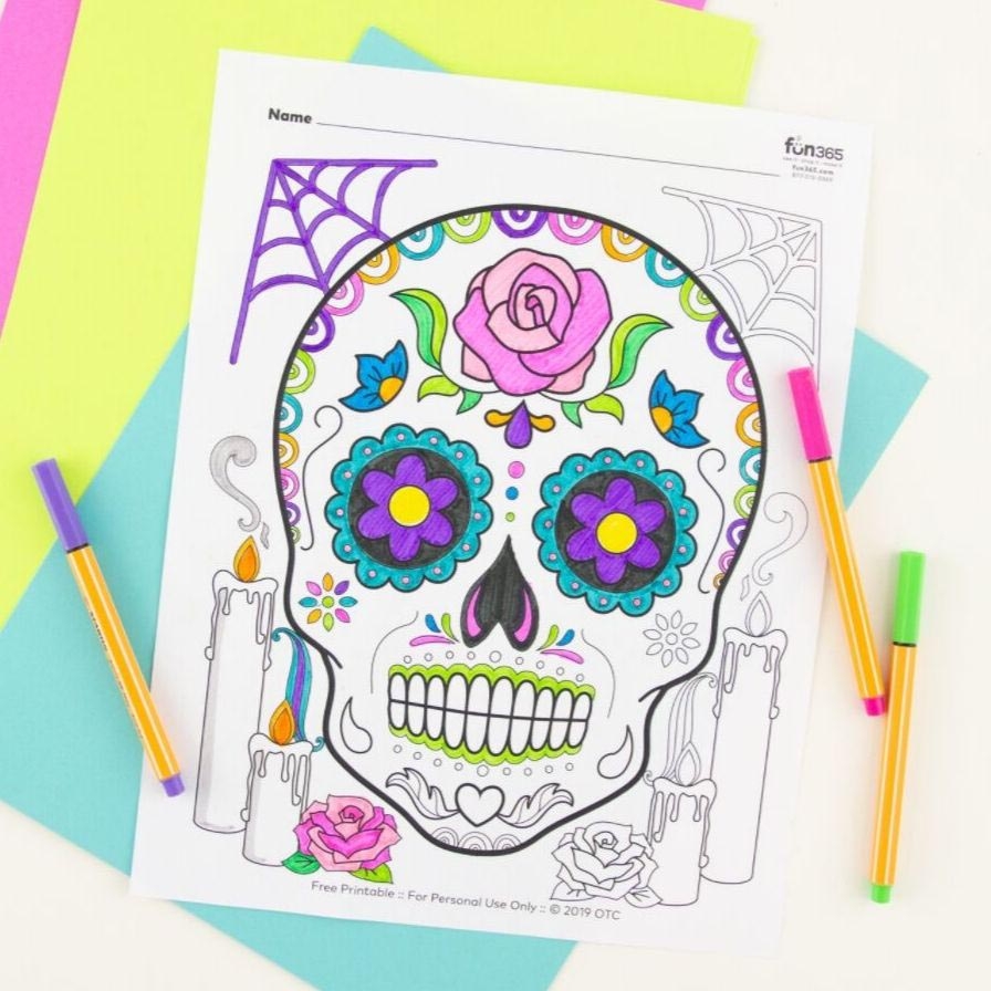 Free Sugar Skull Coloring Pages Printable