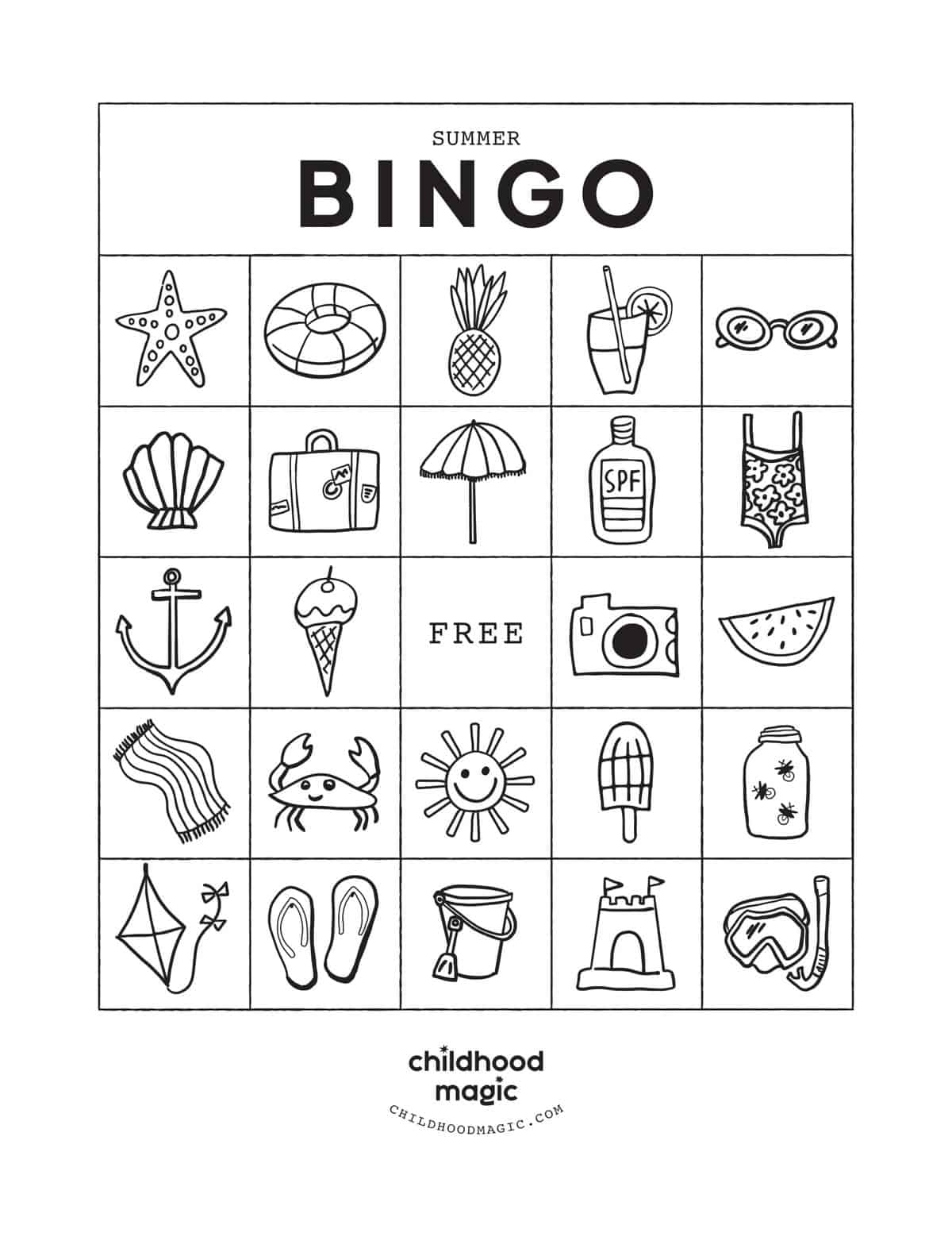 Summer Bingo Free Printable