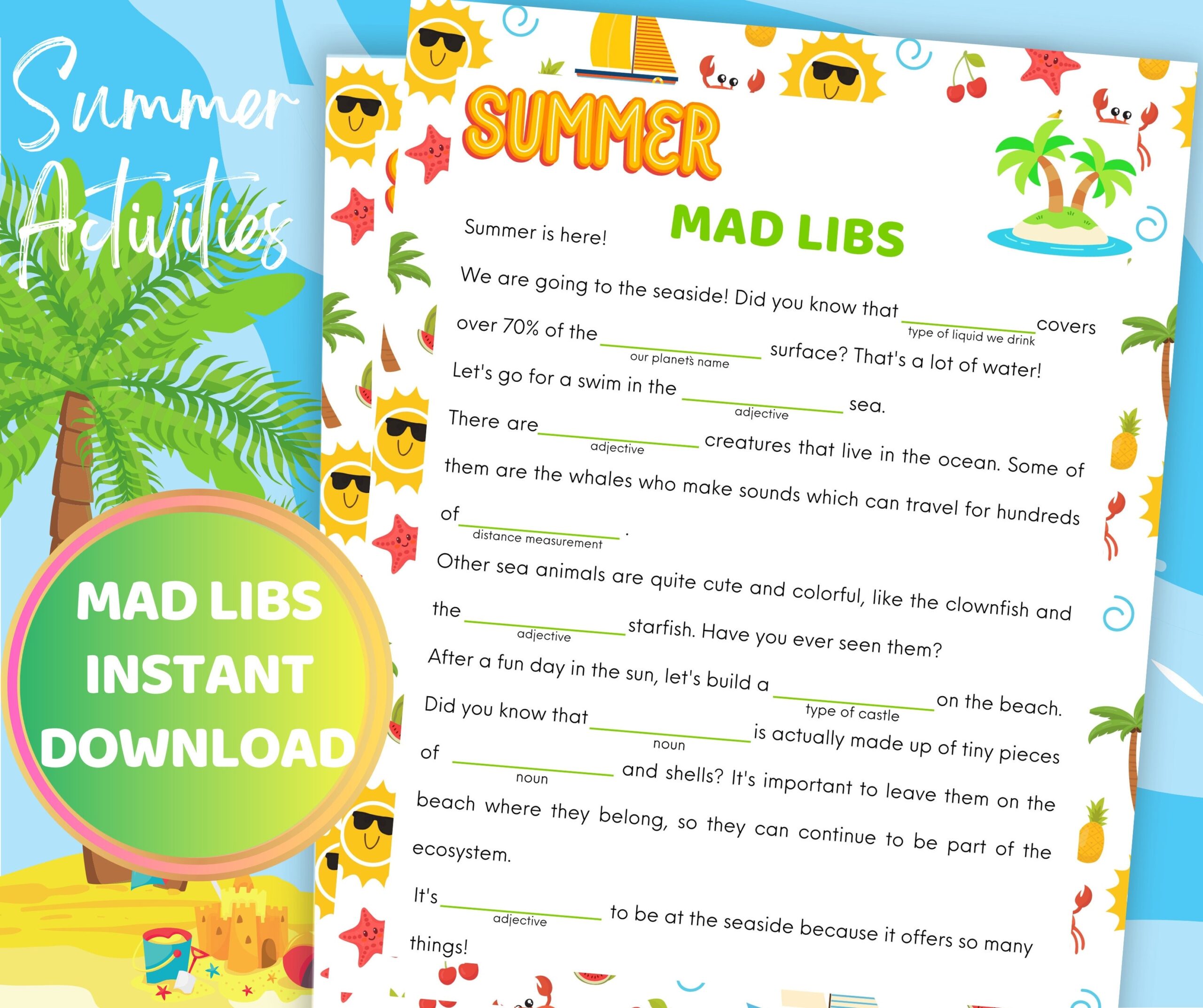 Summer Mad Libs Free Printable
