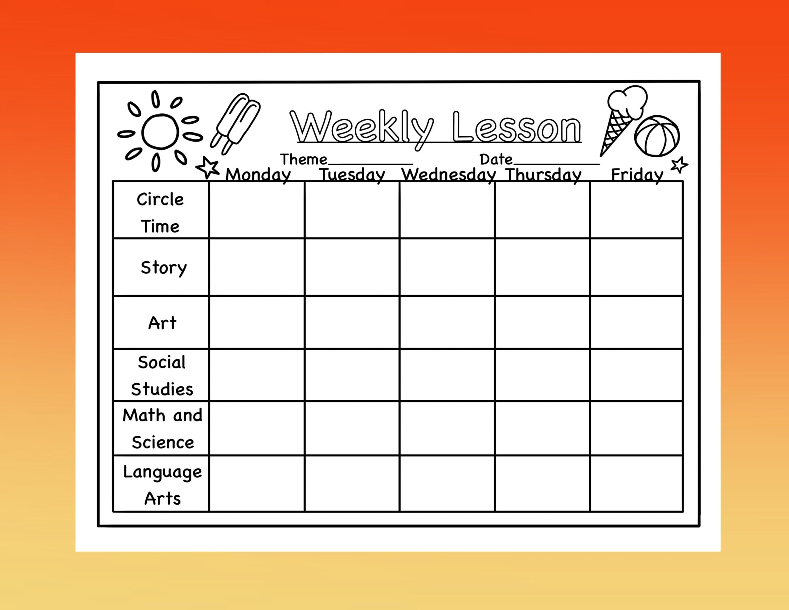 Free Printable Preschool Lesson Plans
