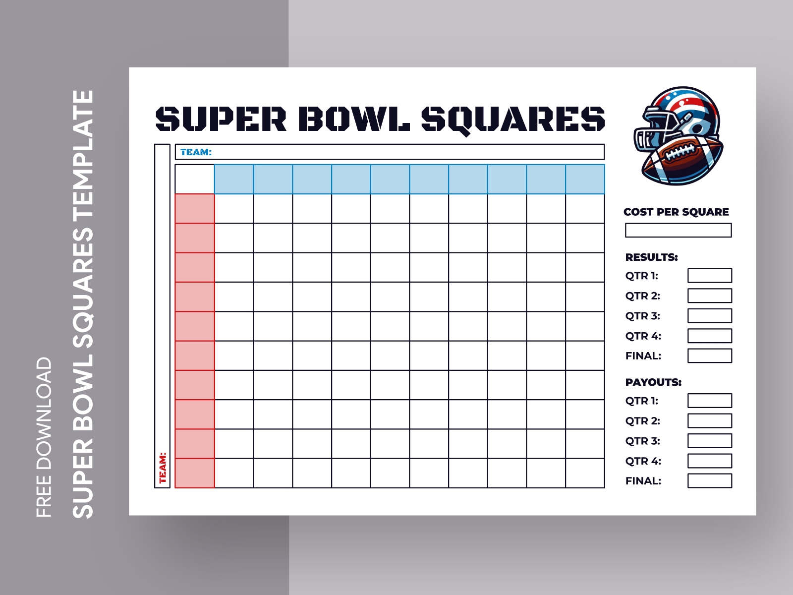 Super Bowl Squares Templates For Free Download Gdoc io
