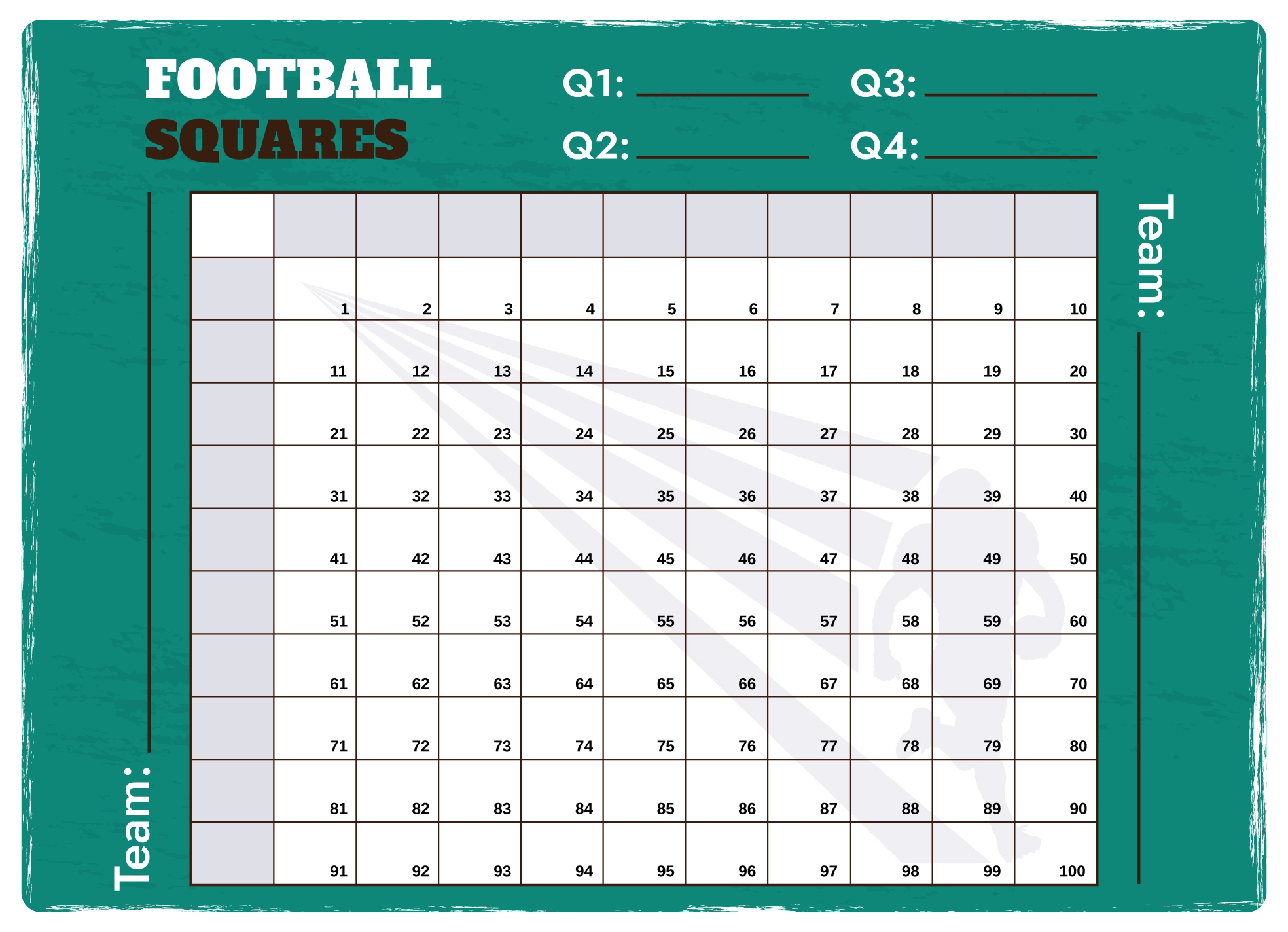 Football Squares Printable Free