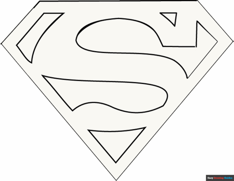Superman Logo Coloring Page Easy Drawing Guides