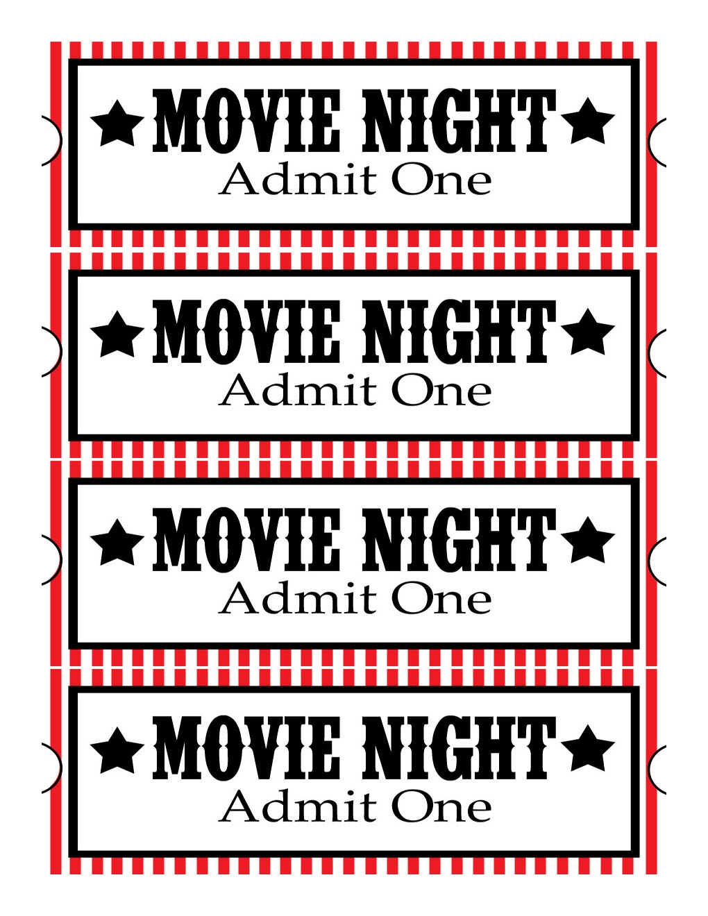 Movie Ticket Free Printable