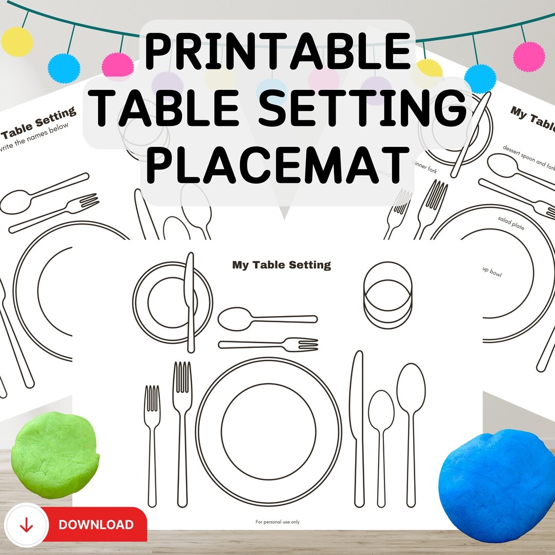 Table Setting Placemat Printables Montessori Placemat Printable For Kids Etiquette And Manners Placemat Templates PDF Jpg Coloring Page Etsy