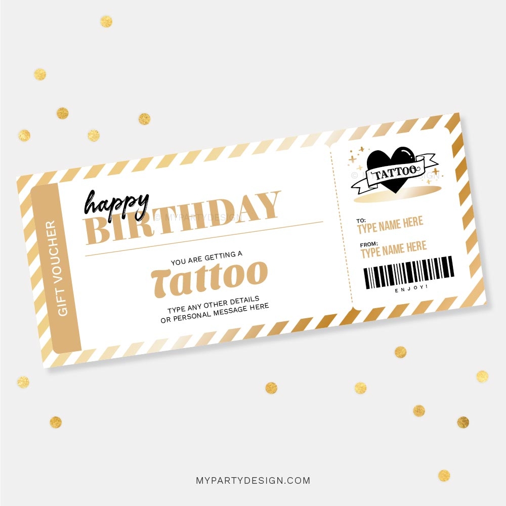 Tattoo Gift Voucher Template Printable PDF