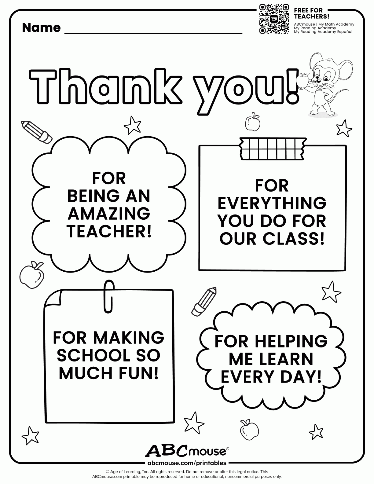 Free Teacher Appreciation Printable