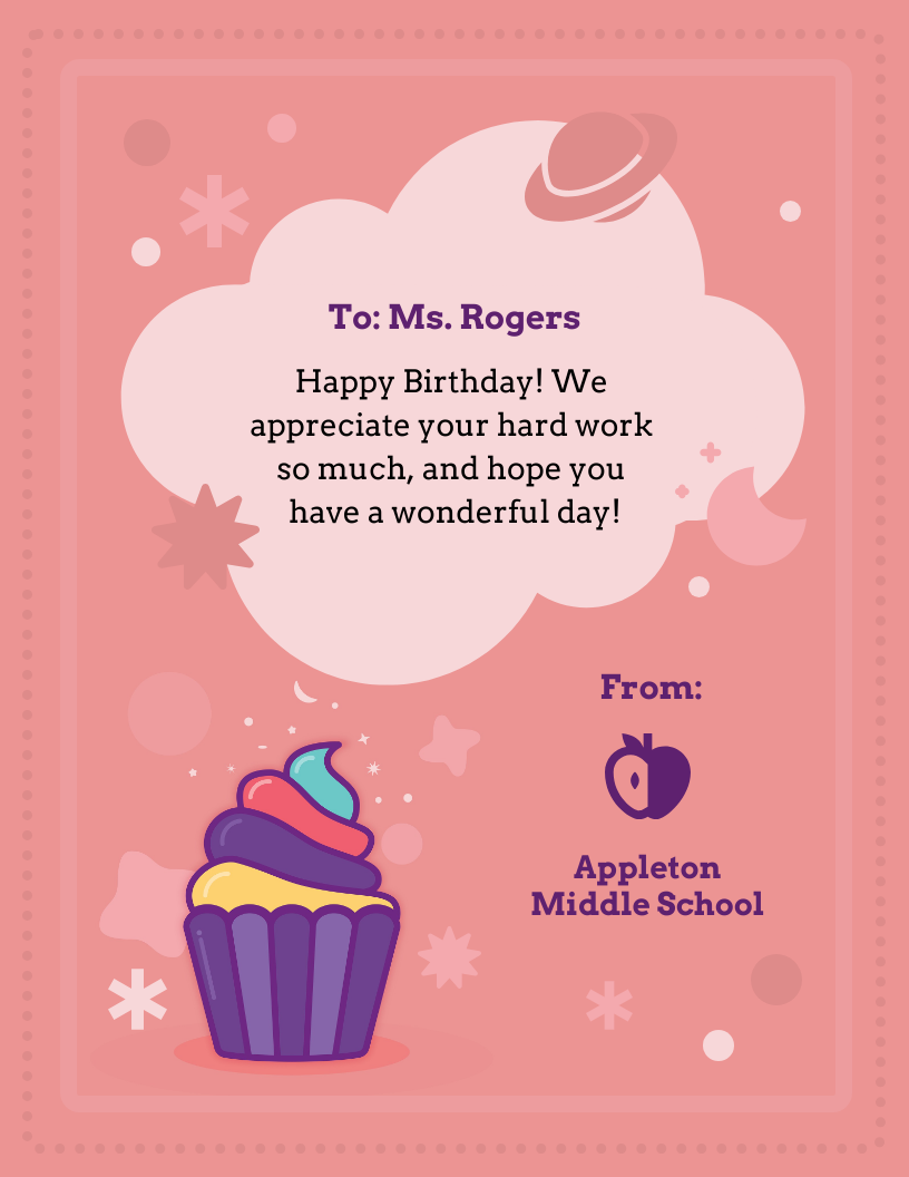Teacher Birthday Card Venngage
