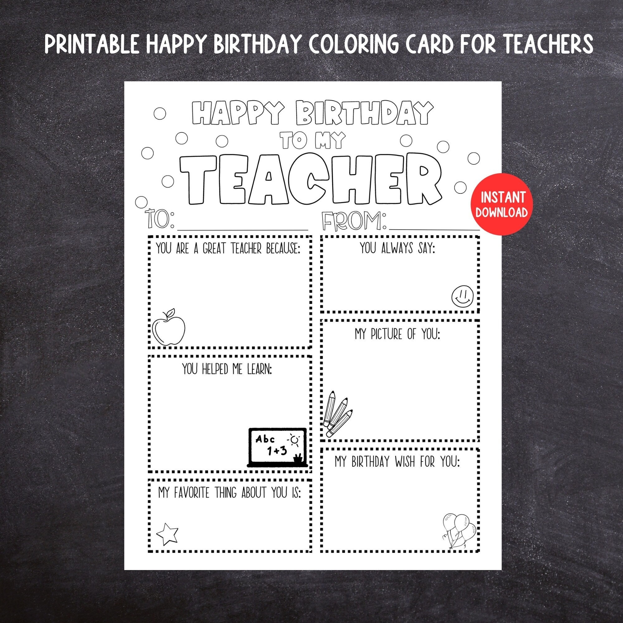 Free Printable Birthday Cards For Teachers