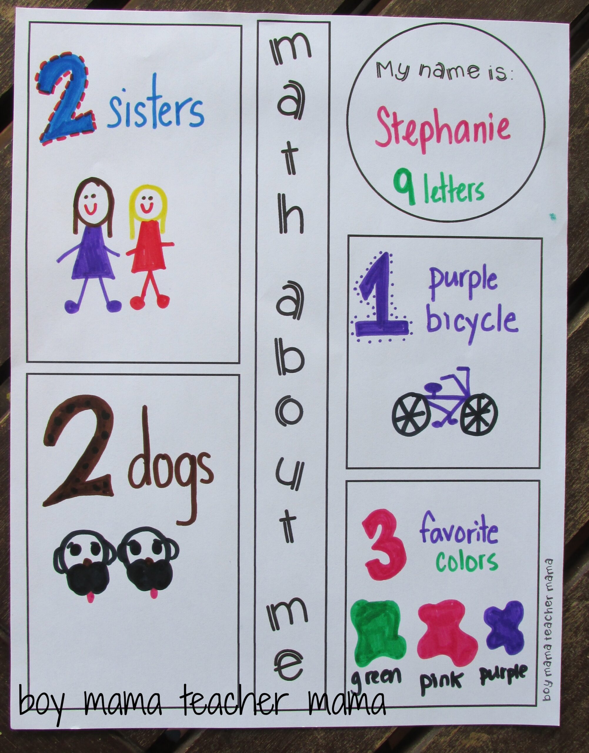 Teacher Mama FREE Printable Math About Me After School Linky Boy Mama Teacher Mama