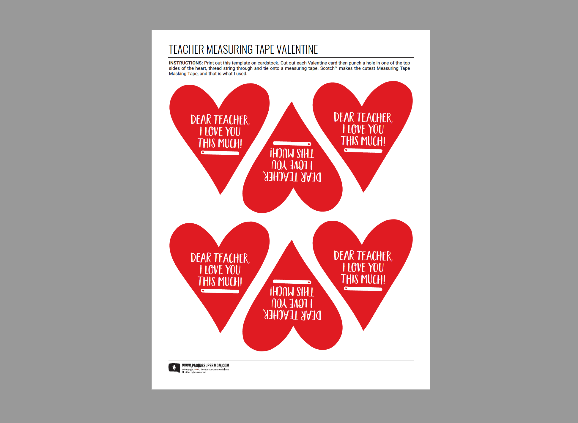 Printable Teacher Valentine Cards Free