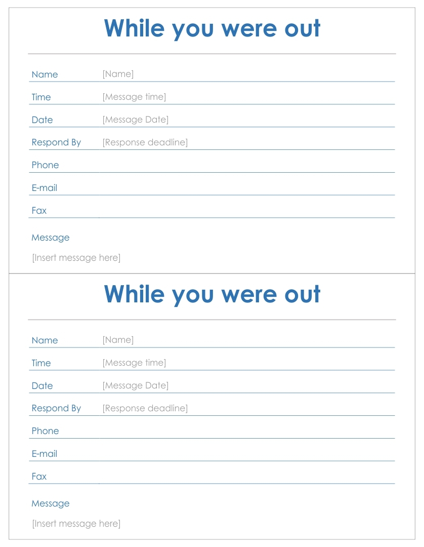Pdf Free Printable Phone Message Template