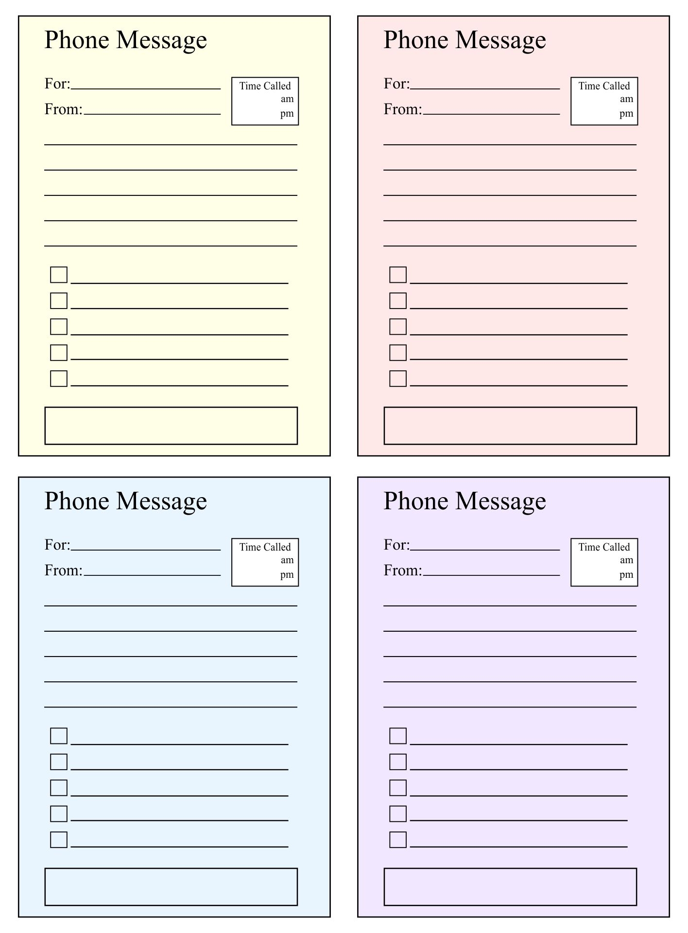 Telephone Message Template 10 Free PDF Printables Printablee