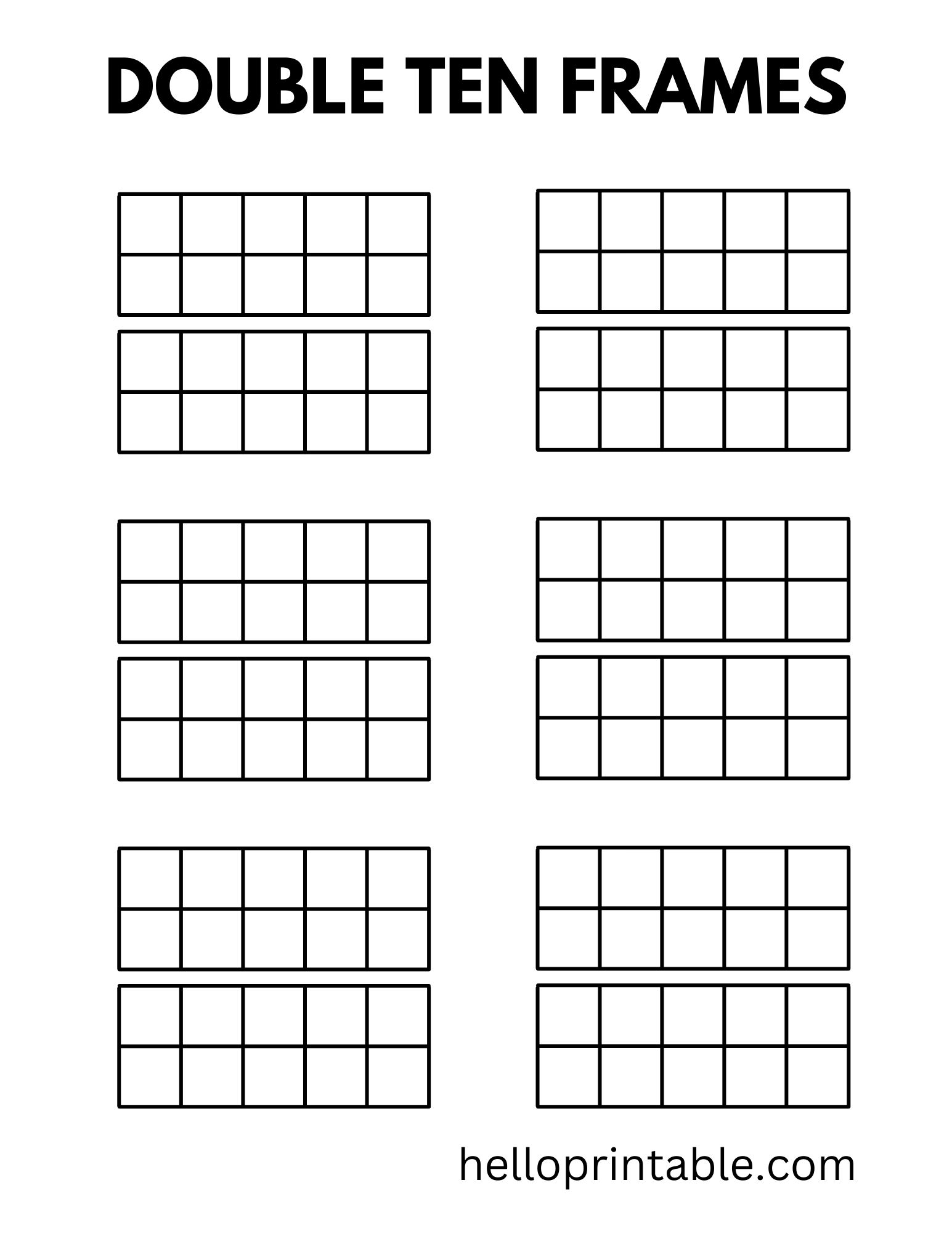 Ten Frames And Double Ten Frames Templates And Worksheets 