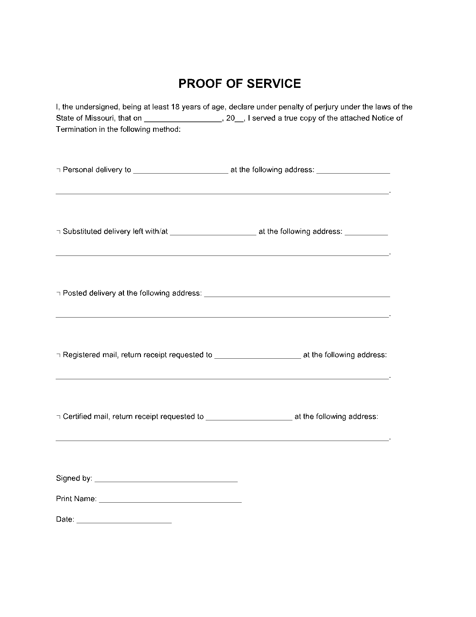 Printable Free Blank Eviction Notice Pdf