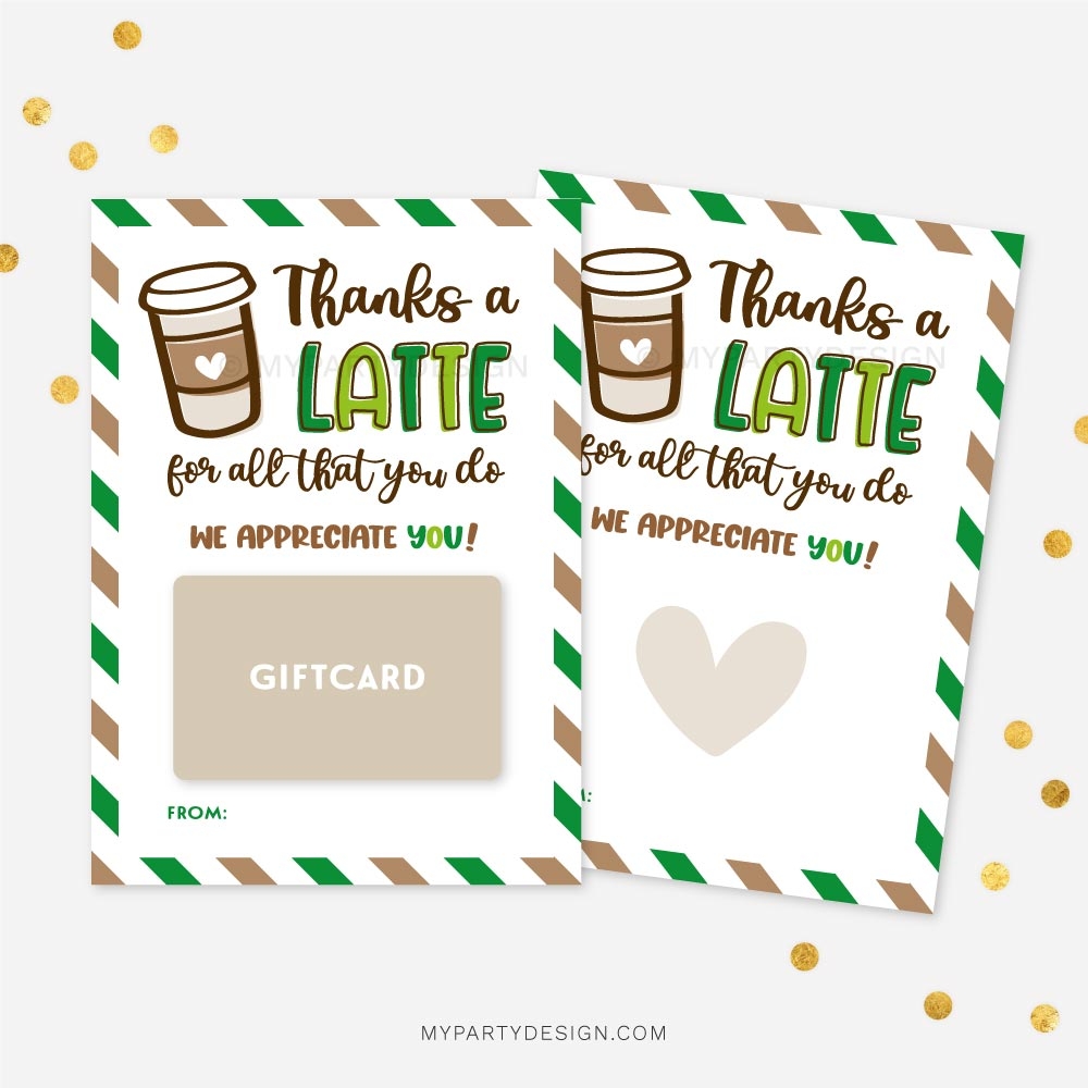 Thanks A Latte Gift Card Holder Printable PDF