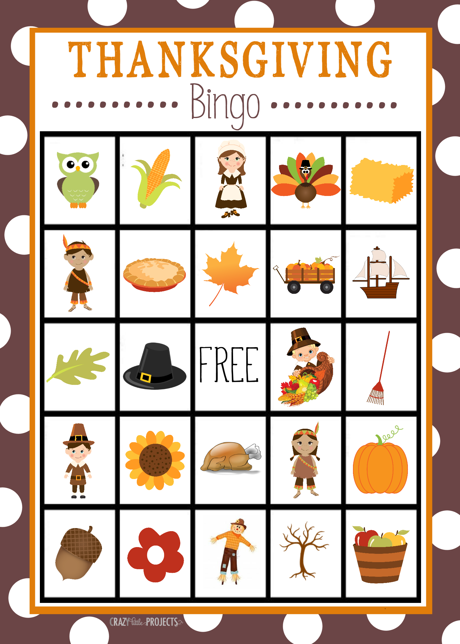 Thanksgiving Bingo Game Crazy Little Projects