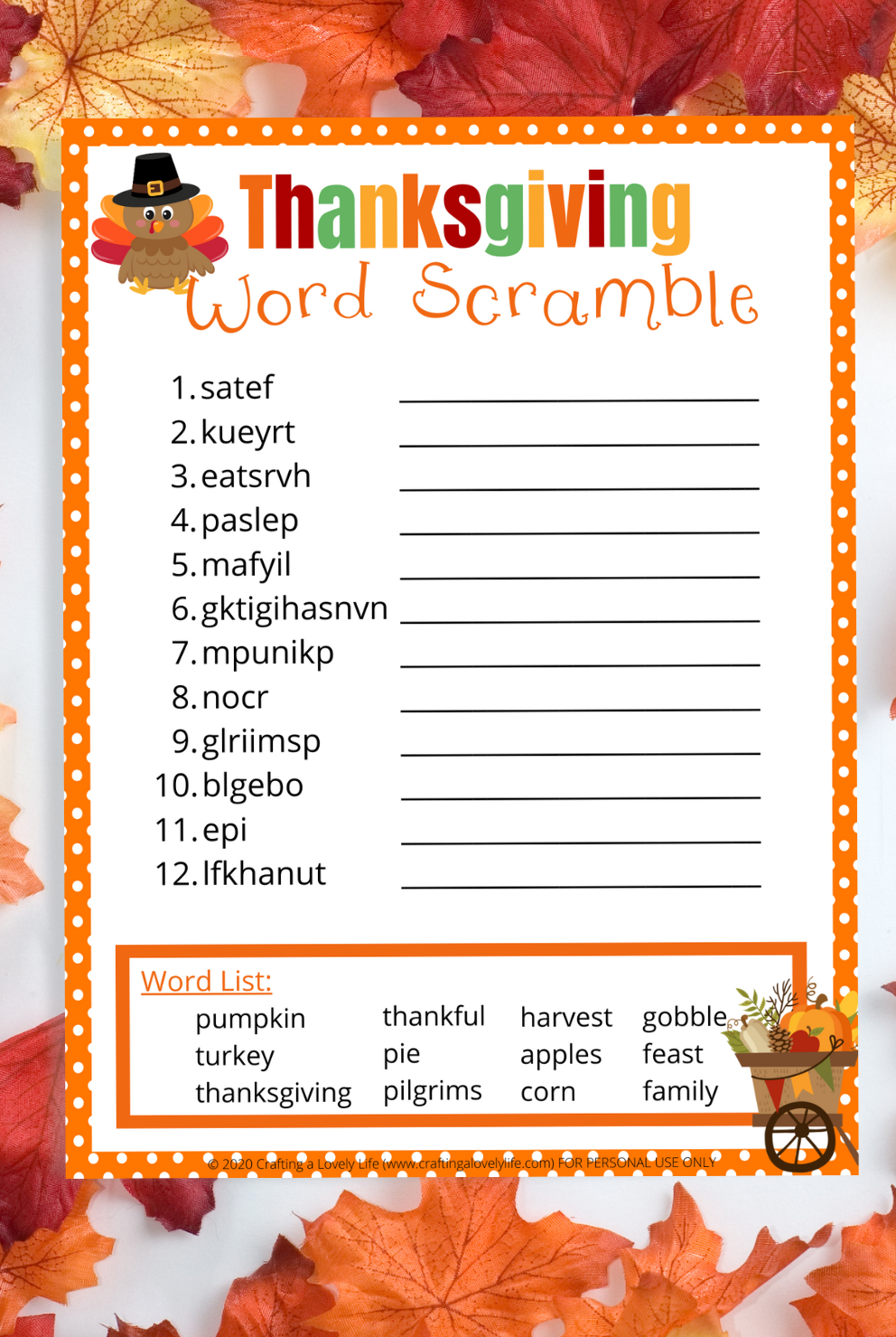 Word Scramble Free Printable