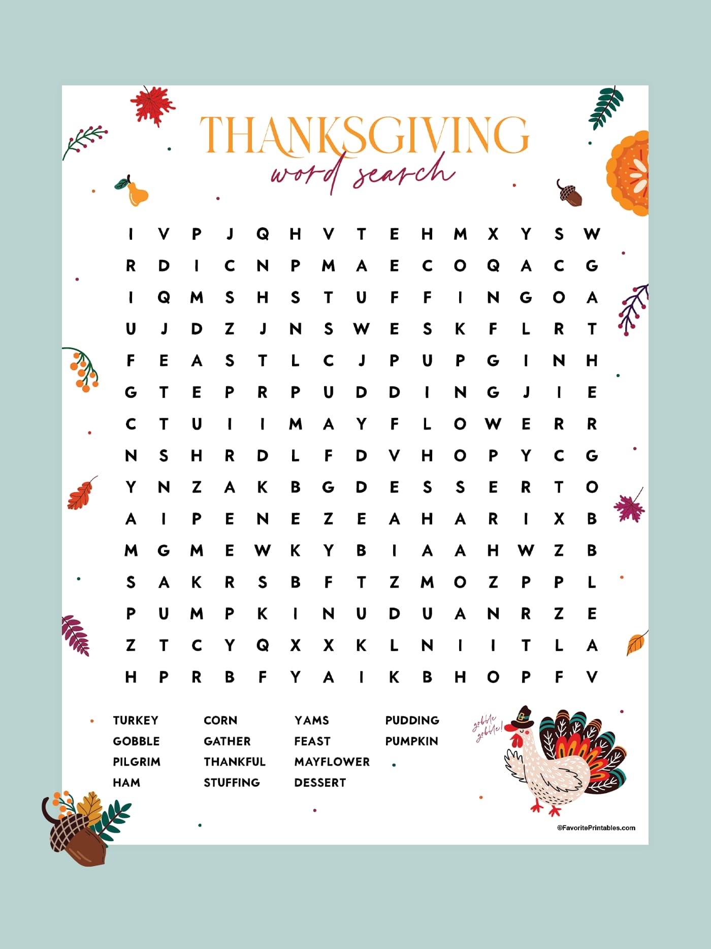 Thanksgiving Word Search Free Printable For Kids Favorite Printables