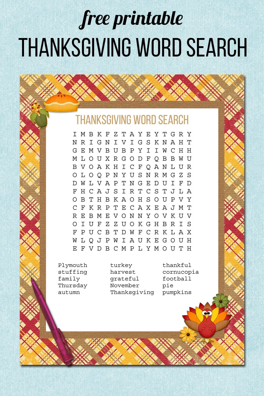 Free Printable Thanksgiving Word Searches